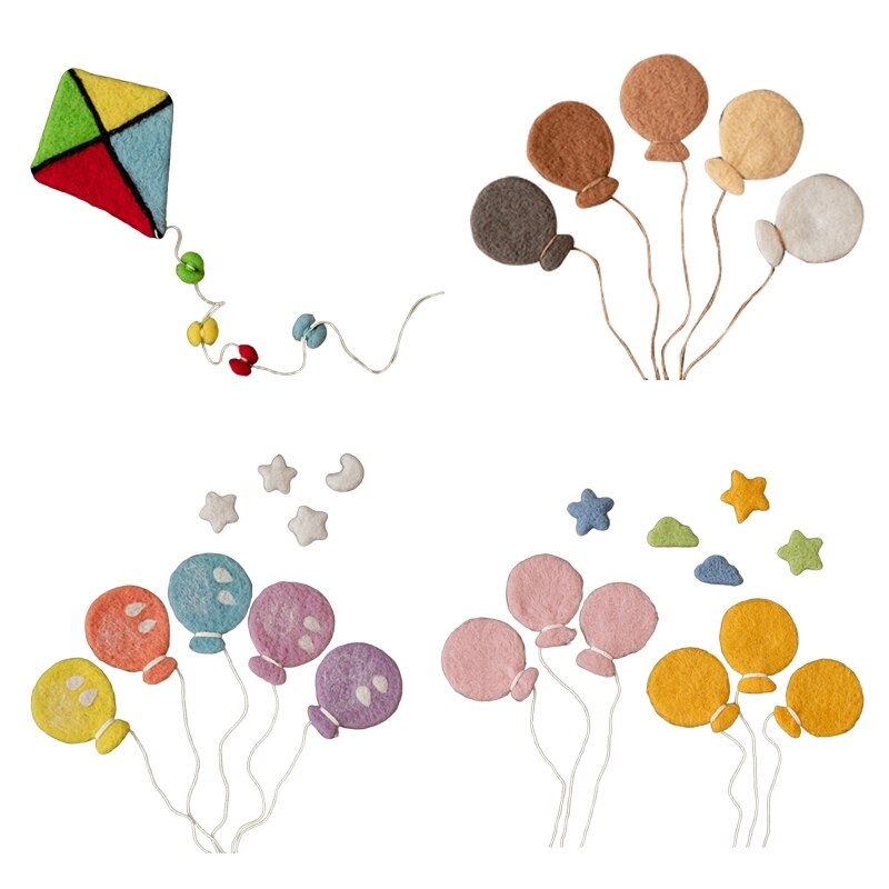 Baby Wolle Filz Ballon Wolke Sterne Mond Drachen Dekoration Neugeborenen Fotografie Stütze Q1FE