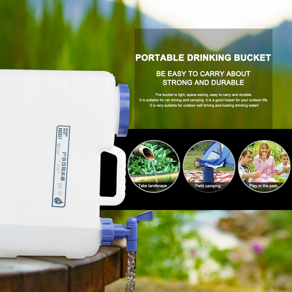 10L 15L Draagbare Water Container Met Kraan + 2 Handvatten Voor Camping Picknick Voor Camping Wandelen Picknick Rijden Water Tank facuet