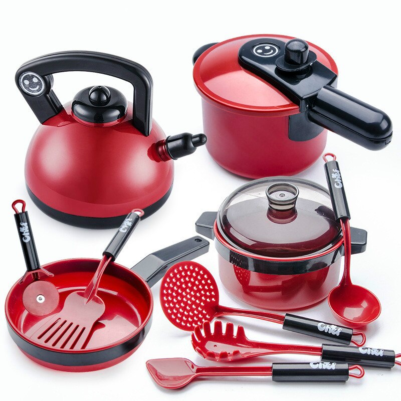 Cucina per bambini Set Da Cucina Giocattoli di Grandi Dimensioni Bambola di Simulazione Cibo Pentolame E Utensili Per Cucinare Pentola Padella di Cottura Utensili della Casa del Gioco Giocattoli per le Ragazze: 10pcs