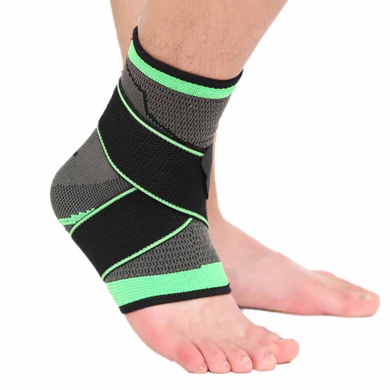 1PCS 3D Tecelagem Elástico Cinta de Nylon de Segurança Protetor de Taekwondo Fitness Futebol Basquete Apoio Tornozelo Cinta Badminton: Verde / XL