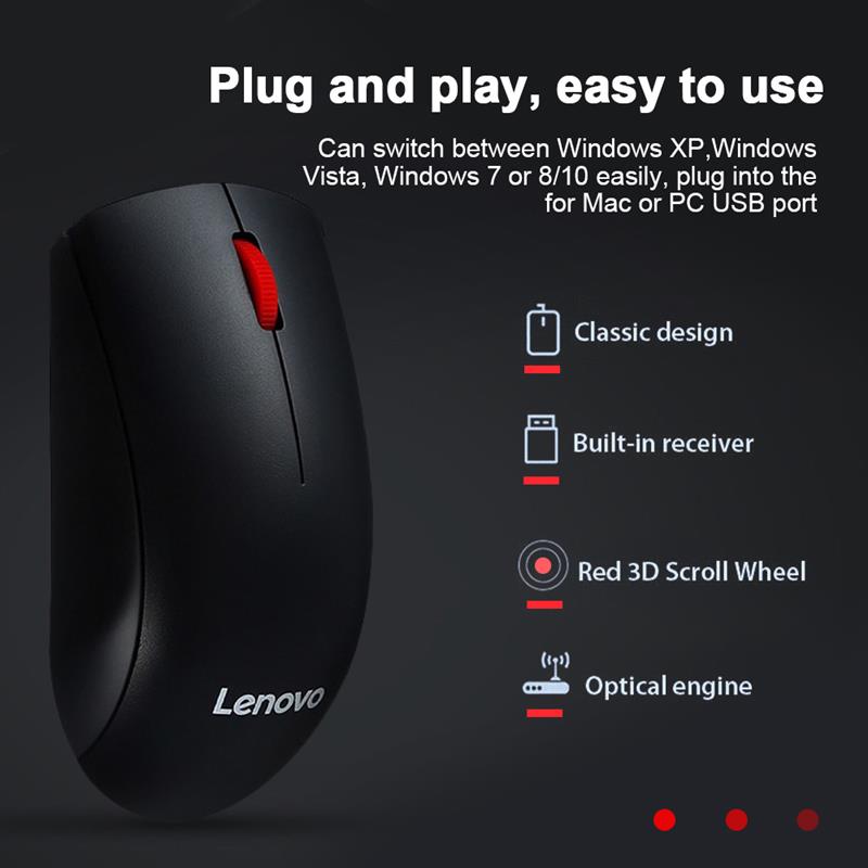 Lenovo M120 Pro Wireless Mouse 2.4GHz Laptop Mouse with USB Receiver Ergonomic Optical BT Mice for PC Computer Home Office