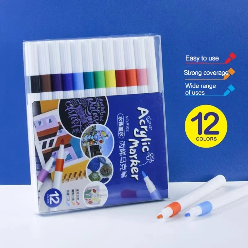 12-60 Colors Acrylic Markers Pen Set Paint Art Marker Soft Tip Pen for Children Stone Paint Ceramic Glass Wood Fabric Painting: PURPLE