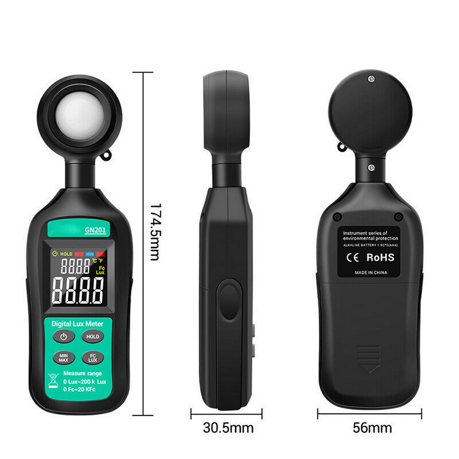 Lux Meter Digital Luxmeter Luxometer LCD Light Meter Handheld Split Type Illumination Photometer