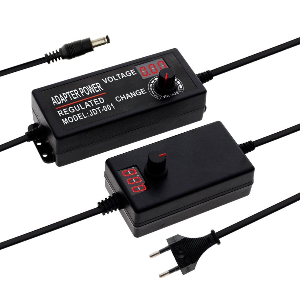 Adjustable AC to DC 3-12V 9-24V Voltage Regulated Adapter with display Screen Universal Power Supply Adapter EU/US Plug