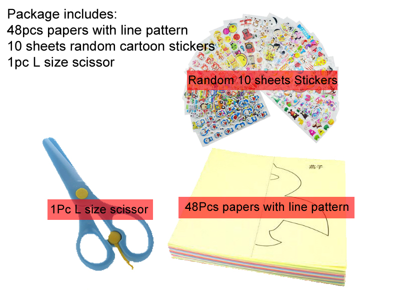 96 個/48 個子供の漫画の色紙折りたたみと切断おもちゃ子kingergardenアートクラフトdiy教育玩具送料無料gyh: 48Line 10Sticker 1L