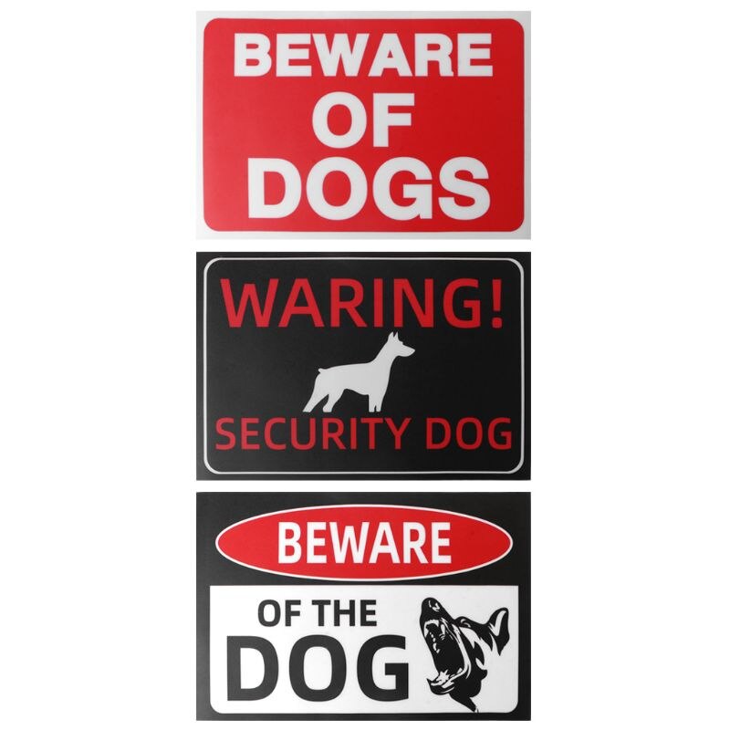 Indoor Outdoor Adhesive Warning Security Dog Beware of Dog Sign Gates Stickers