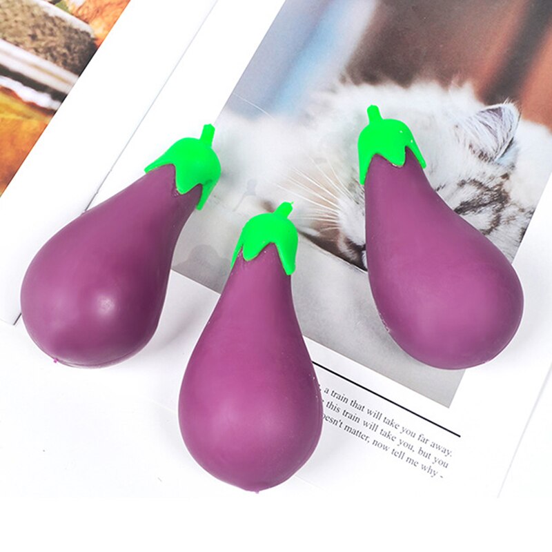 1pcs Cute TPR Squeeze Antistress Entertainment Squishe Cartoon Eggplant Squeezing Stress Relief Toy