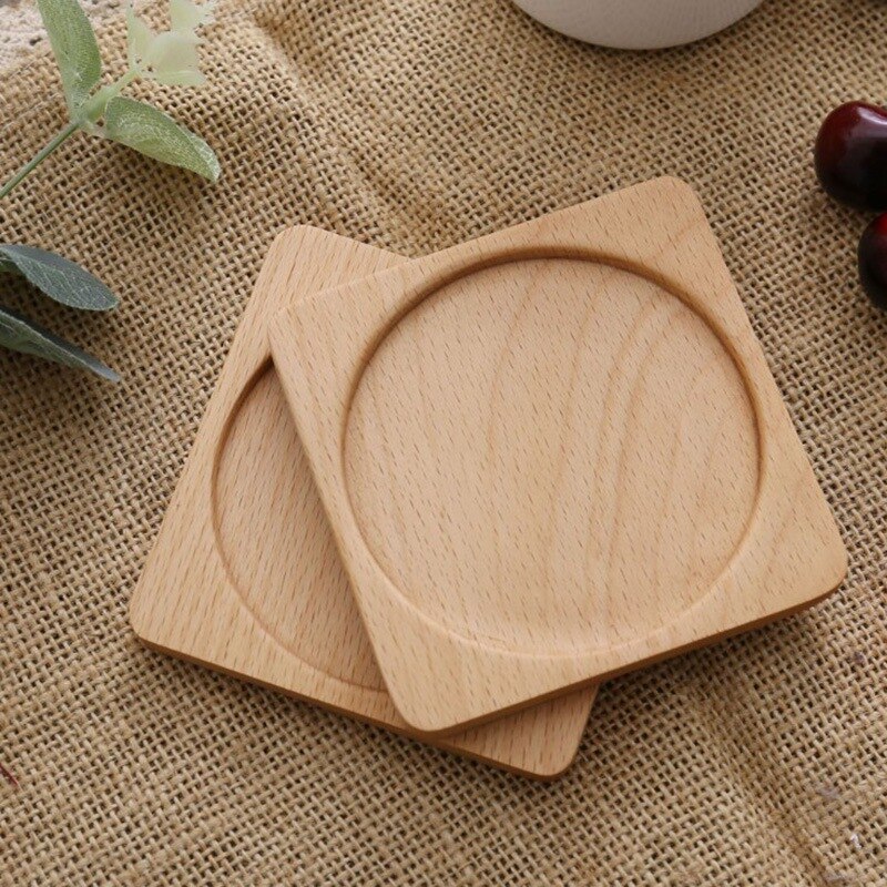 Houten Onderzetters Set Zwart Walnoot Massief Hout Ronde Tafel Mat
