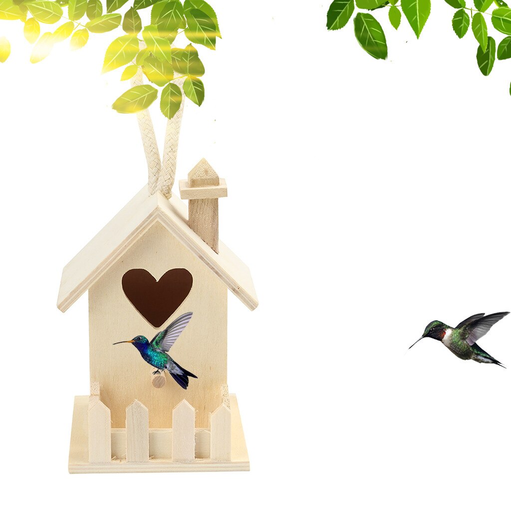 Hummingbird House Wood Wooden Hanging Standing Birdhouse Outdoor Garden Decor Outdoor Wooden Birdhouse Box