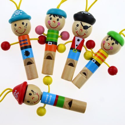 Mini Houten Piraat Fluitje Muzikale Schattige Pop Sleutelhanger Kleurrijke Developmental Educatief Goede Grappig Speelgoed Voor Baby