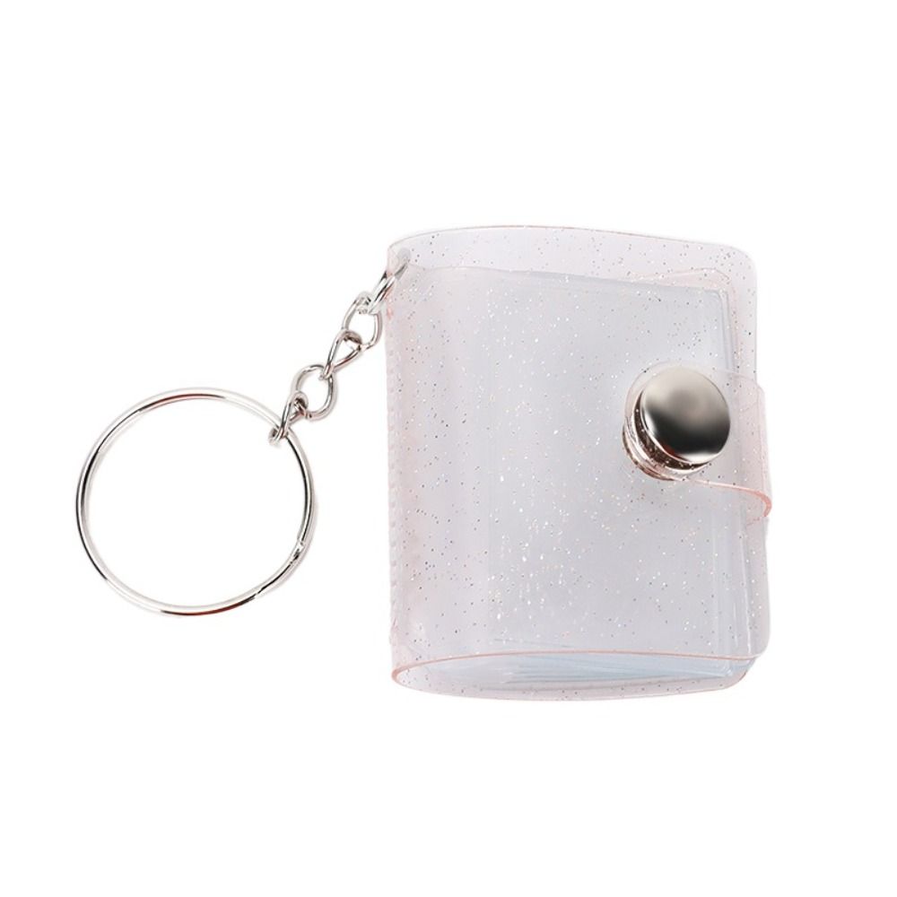 Druckknopf, Mini-Fotoalbum mit Schlüsselanhänger, DIY tragbares Taschenalbum, einfache PVC-Aufbewahrung, Fotokartenhalter, Fotoaufkleber: Gelb