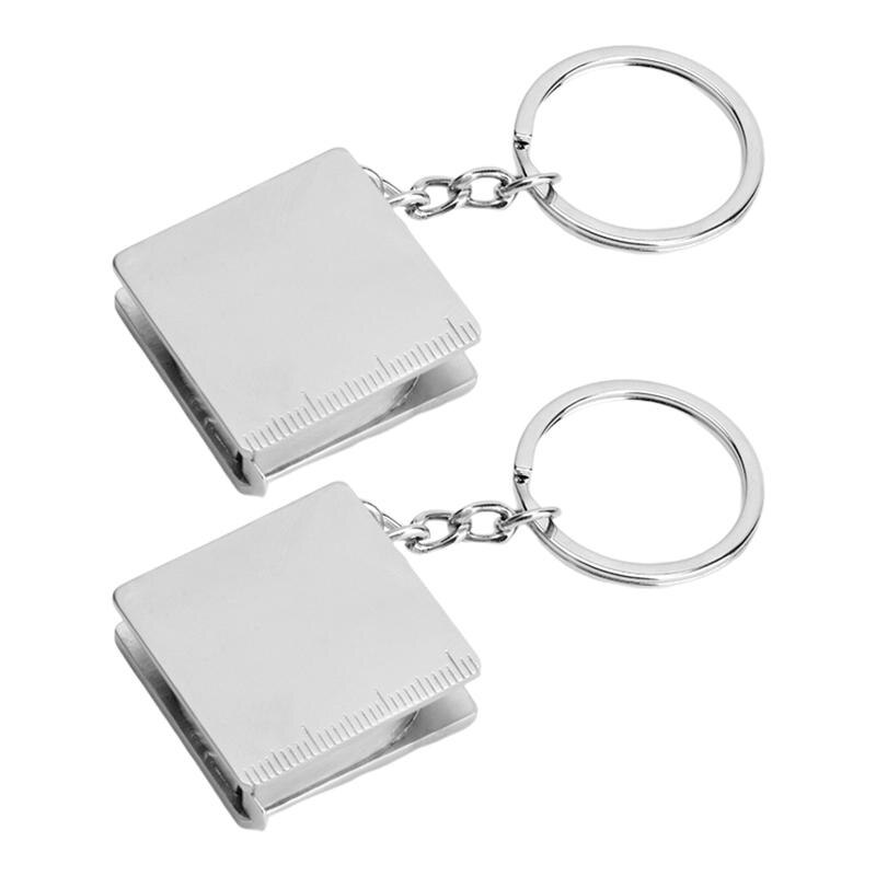 2Pcs 1M Small Retractable Tape Measure Pendant Portable Square High Precision Tape Measure with Key Ring: Picture 2