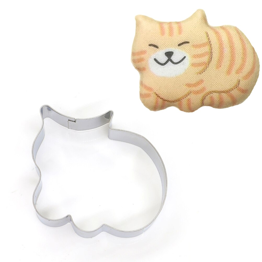 Koekjesvorm van roestvrij staal in de vorm van een kat, fondant, koekjes, doe-het-zelf, suikerknutselwerk, kat 3d , koekjesvormpjes, taartgereedschap: D