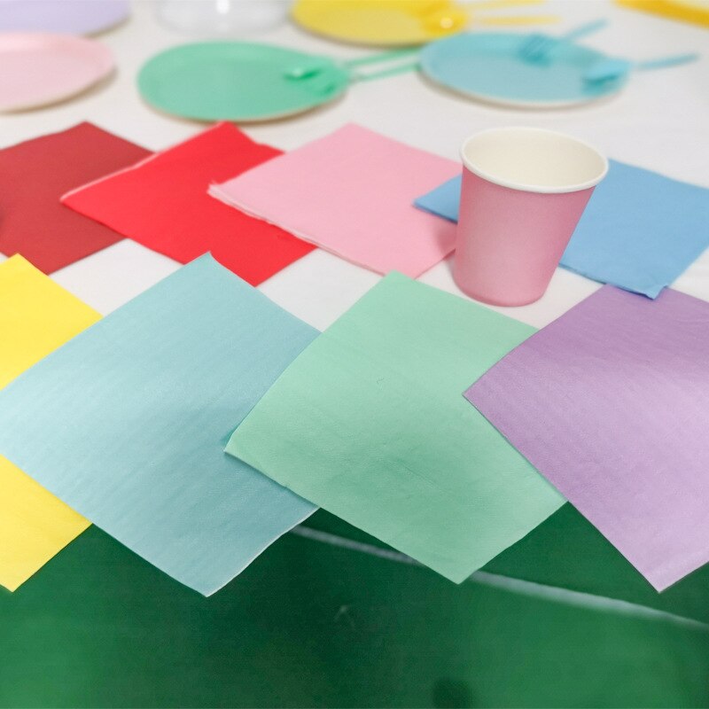 20 Stks/partij Pastel Kleur Papier Servetten Roze/Blauw Baby Shower Regenboog Eenhoorn Partij Decoratie Kids Verjaardag Bruiloft 33*33Cm