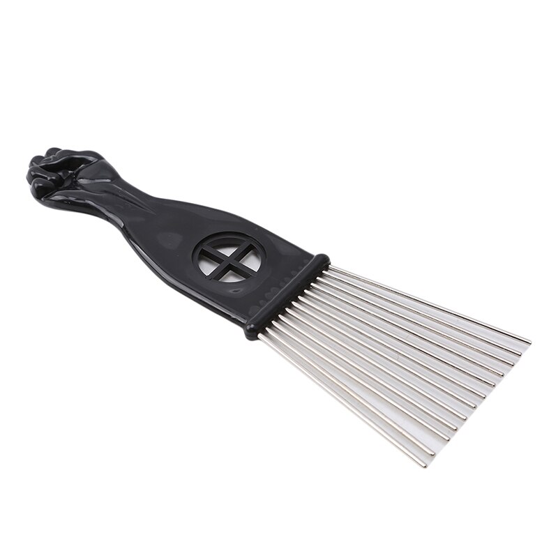 Peine de púas africano de Metal para uso en salón, peine de inserción de pelo, horquilla de Dientes anchos, cepillo para pelo rizado, color negro,: Default Title