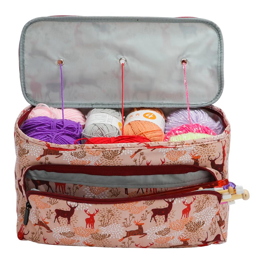 Knitting Woolen Yarn Storage Bags Sewing Kit Case Waterproof Organizer Bag Knitting Tool Holder Traveling Knitting Organizer