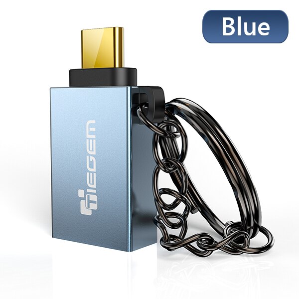 TIEGEM Type C Adapter Type-C om USB 3.0 OTG Kabel Adapter USB C Converter voor Een plus 6 T 5 Xiao mi mi 8 huawei Usb C OTG ADAPTER: Blauw
