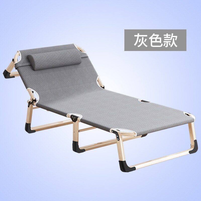 Open leisure folding bed lounge chair office nap lunch break bed simple single escort bed portable camp bed: Four Gray1
