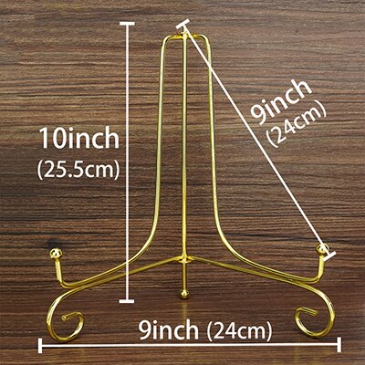 Iron Display Stand Gold Ijzeren Ezel Plaat Display Photo Holder Stand, Displays Foto Frames, Kookboeken, Decoratieve Platen: 10inch