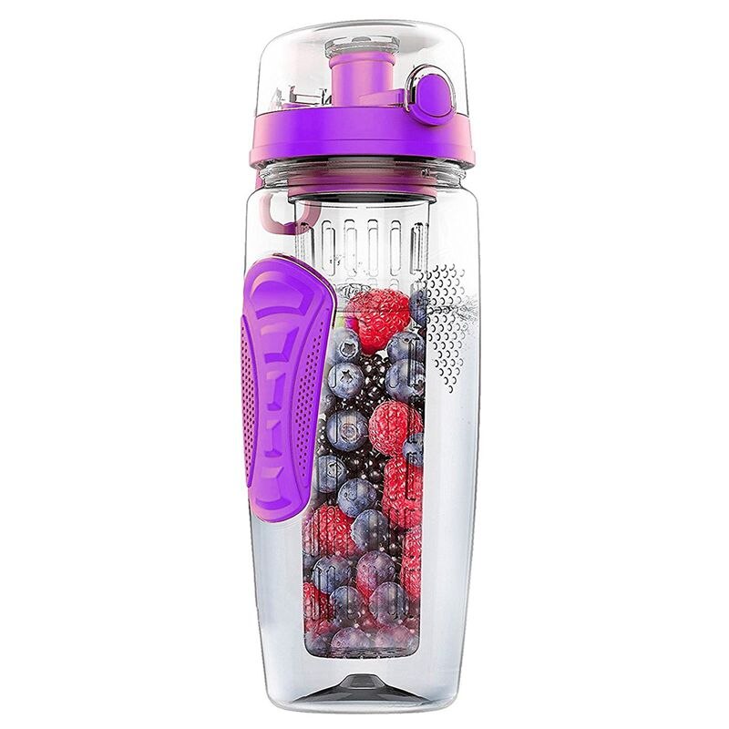 1000ml/32oz fruits infuseur bouteille d'eau en plastique sport Detox santé: Purple