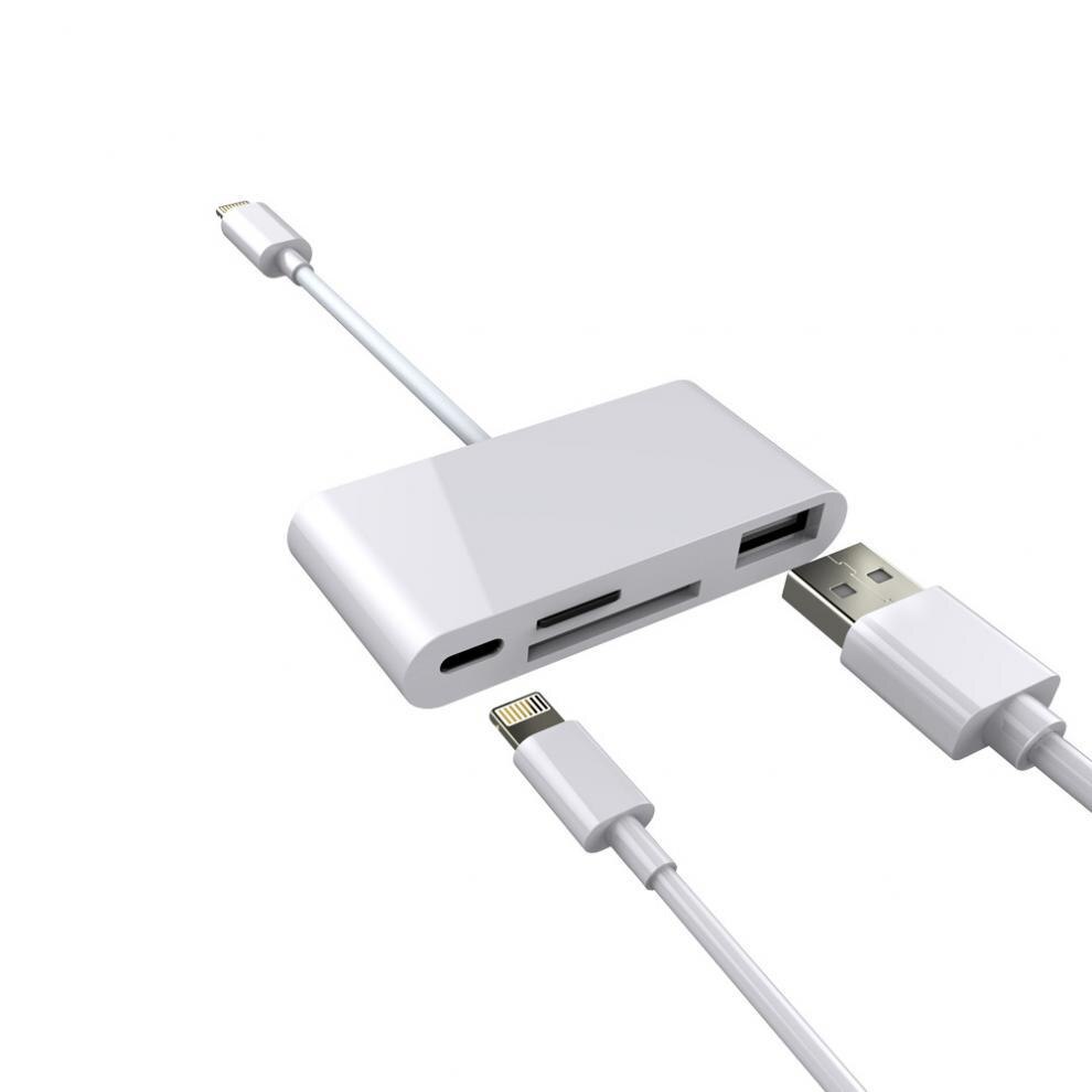 4 in 1 Multi Adapter Lightning Card Reader to SD TF Converter with Usb 2.0 Otg for Iphone/for Ipad Digital Camera No App Requi