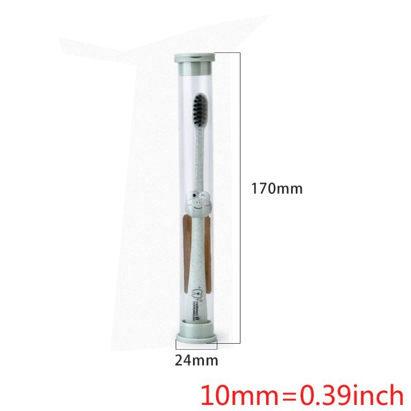 Brosse à dents avec manche en dessin animé pour enfants, brosse buccale en bambou et charbon de bois, soins de paille de blé naturel dégradable 87HD