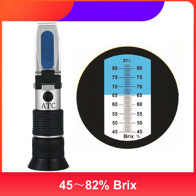 Réfractomètre portatif Brix, 28 ~ 32%, mesure de la Concentration de sucre, 45 ~ 62%, Brix mètre 0 ~ 82%, réfractomètre ATC, directe: 45-82 Brix