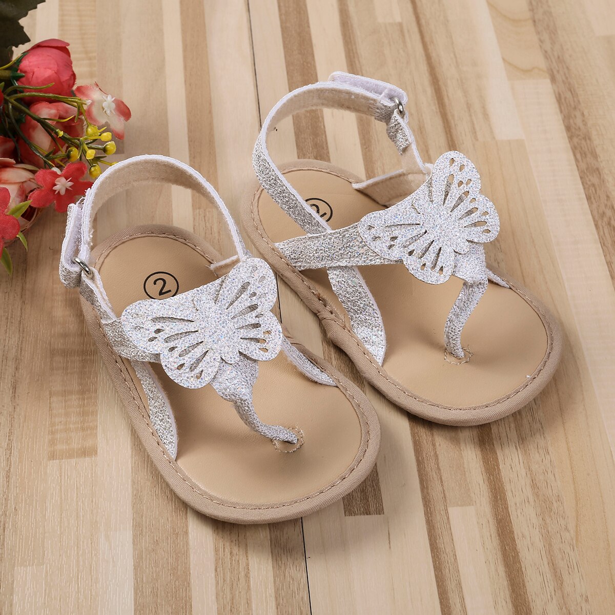 0-18M Baby Girl's Summer Sandals Lovely Butterfly Princess Dress Anti-Skid Flip Flops for Newborn Infant