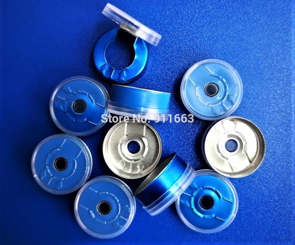 20mm Kunststoff-Aluminium kappe, 20 teile/los, Alle Arten Von Farbigen Kappen, pharma kappen, kunststoff-Aluminium Spitzen für crimpen glas fläschchen: klar Blau