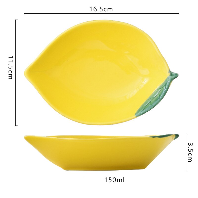 Ceramic Huge Avocado Strawberry Fruit Shape Salad Plate Snack Tray Bowl Dish Blueberry Lemon Dessert Plates Tableware Supplies: Yellow