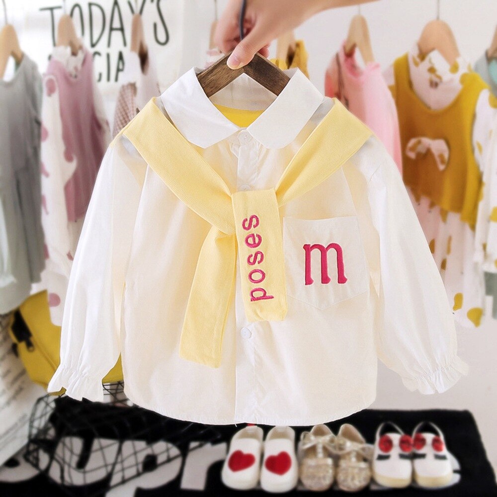 Dzieci dzieci niemowlęta księżniczka z kołnierzykiem z klapami lista koszule stroje moda dziewczyny koszula ubrania 2021 wiosenne jesienne bluzy