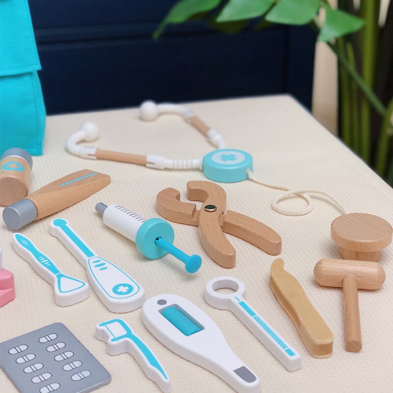 Børnelegetøj trælegetøj foregive leg simulation læge legetøj stetoskop injektionssæt baby tidligt pædagogisk legetøj til børn