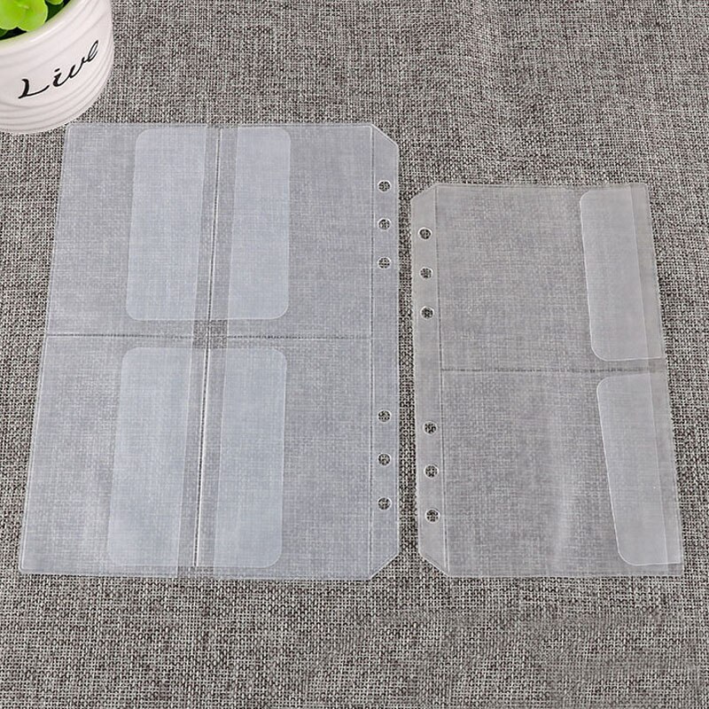 12pcs A5 A6 PVC Transparent Standard 6 Holes Bills Card Collection File Holder Pockets Loose Leaf Storage Organizer Accessories