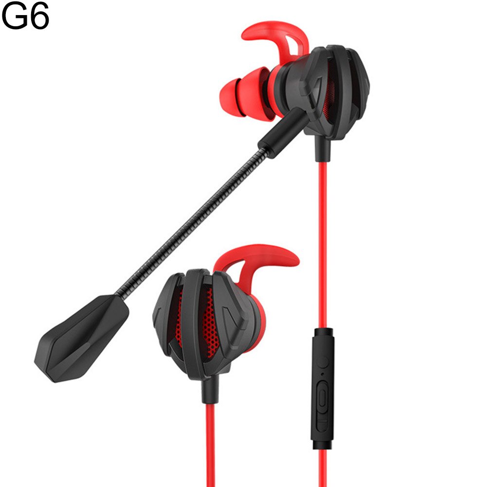 Dynamische Ruisonderdrukking In-Ear Bedrade Koptelefoon Gaming Headsets met Dual Mic: G6 Red