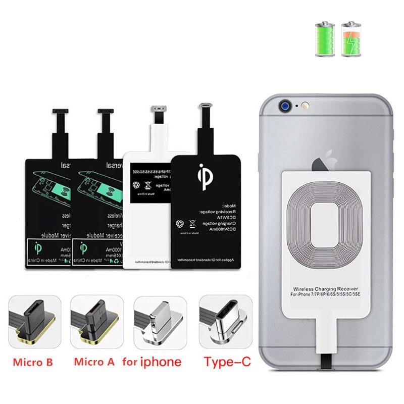 Qi Drahtlose Aufladen Empfänger für iPhone 7 6s Plus 5s Mikro USB Typ C Universal- Schnelle Drahtlose Ladegerät Adapter Für Samsung Huawe