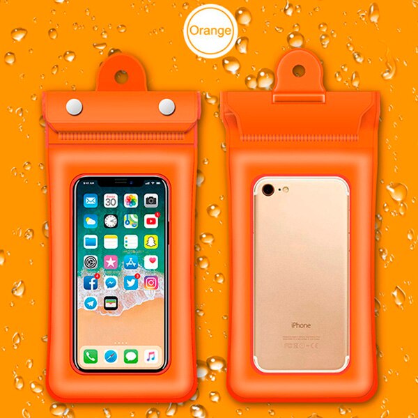 Imperméable à l'eau flottant housse de téléphone sous-marin universel pochette de téléphone portable Airbag sec natation sac de téléphone portable pour la plongée à la plage: Orange