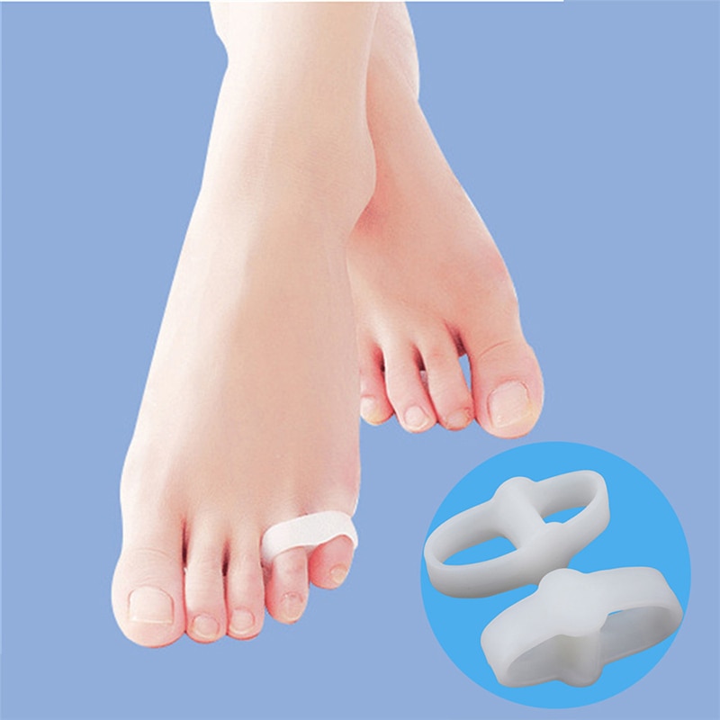 2Pcs Silicone Pinkie Thumb Valgus Finger Corrector Bunion Little Toe Separator Remove Corns Feet Remove Calluses Foot Care Tool: white