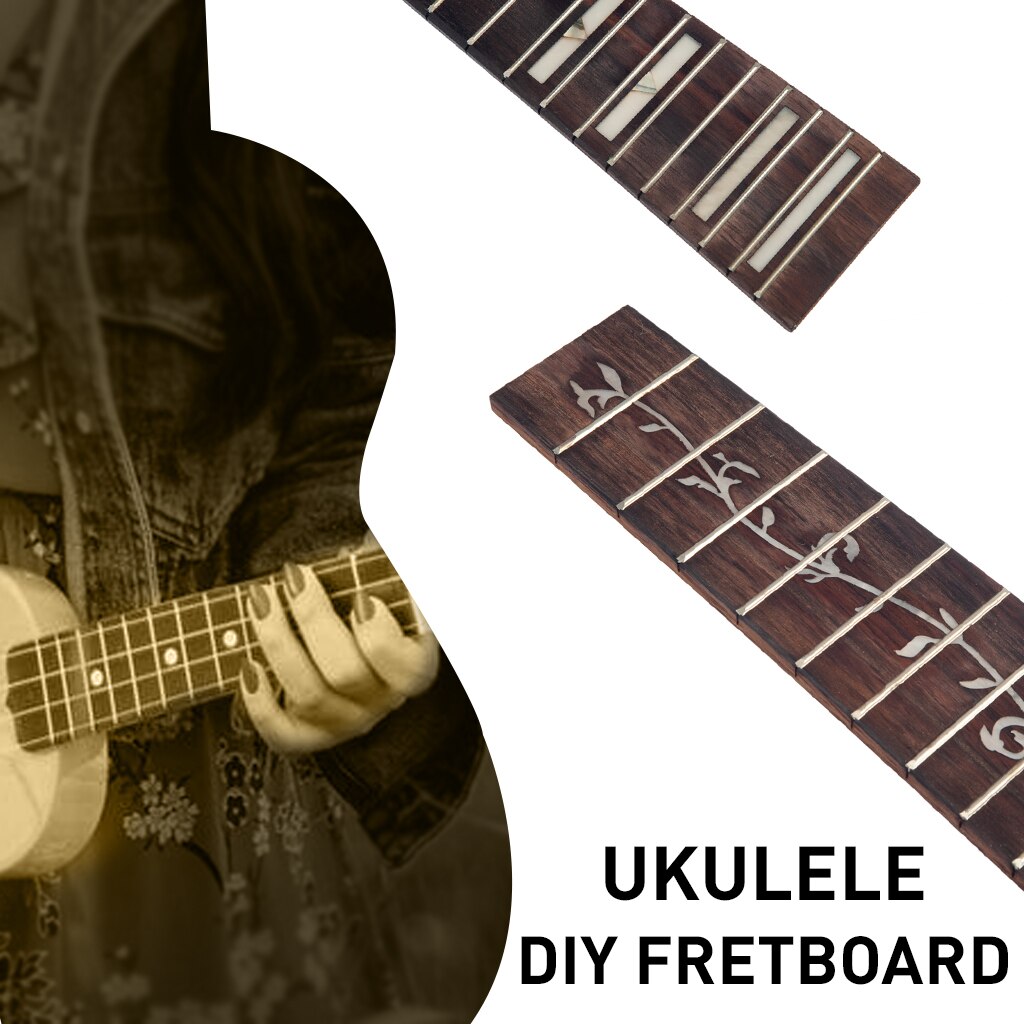 NAOMI DIY Ukulele Fingerboard Replacement Wooden Ukulele Neck Fretboard Solid Rosewood Ukulele Fretboard