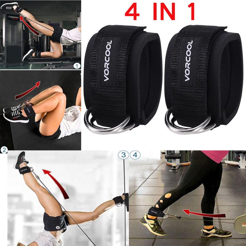 VORCOOL 2pcs Sport Ankle Straps Fitness Ankle Support Padded D-Ring Ankle Cuffs For Gym Workouts Cable Machines Leg Exercises