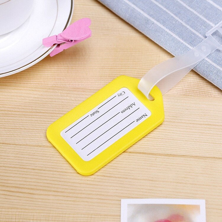 reizen accessoires Plastic Bagagelabel Reizen Koffer Reistas Boarding Tag Label Naam ID Tags snoep kleur: yellow