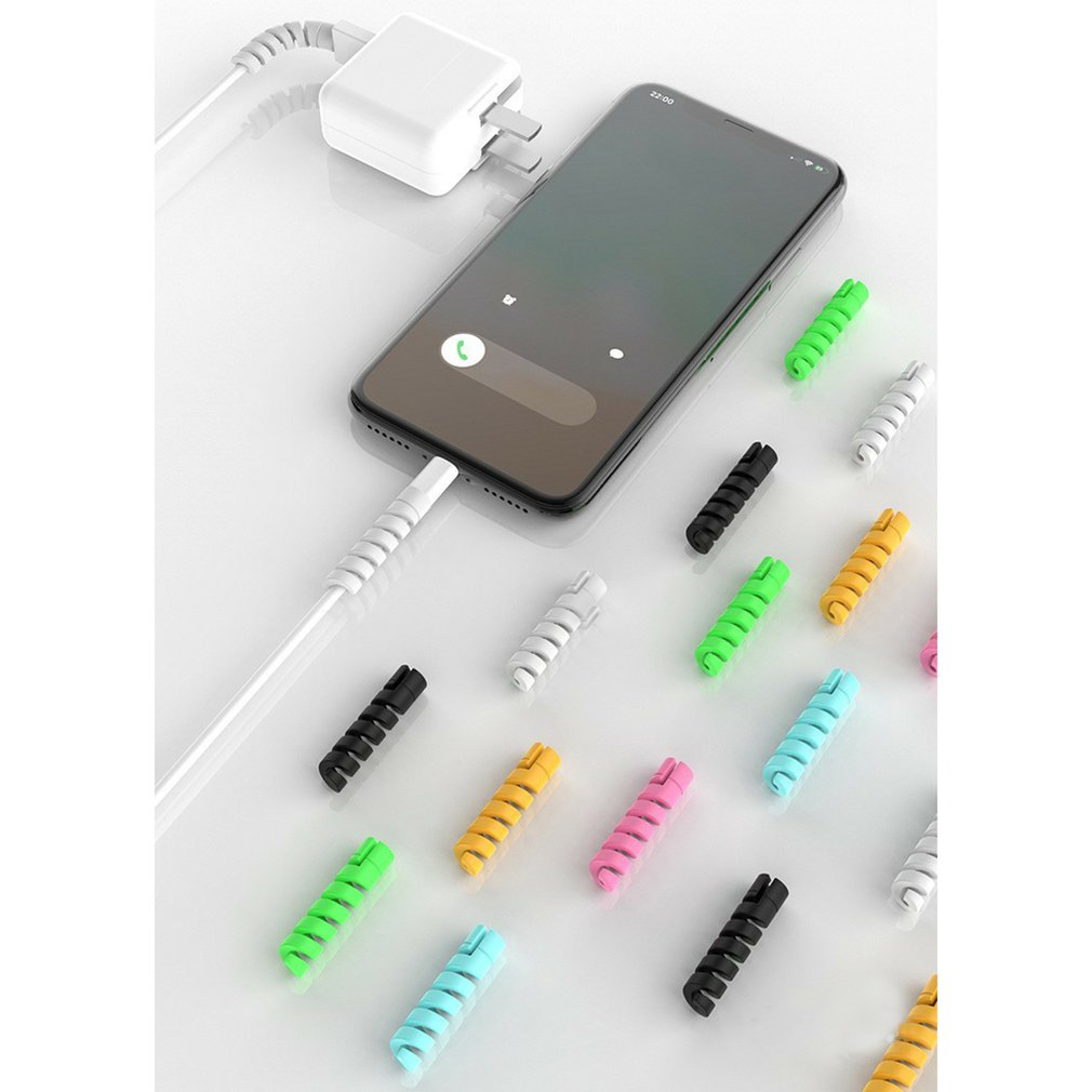 2-10Pcs Cable Protector Winder Wire Cord Organizer Cover for iphone USB Charger Cable Cord Spiral USB Cable Protection: 10pcs random