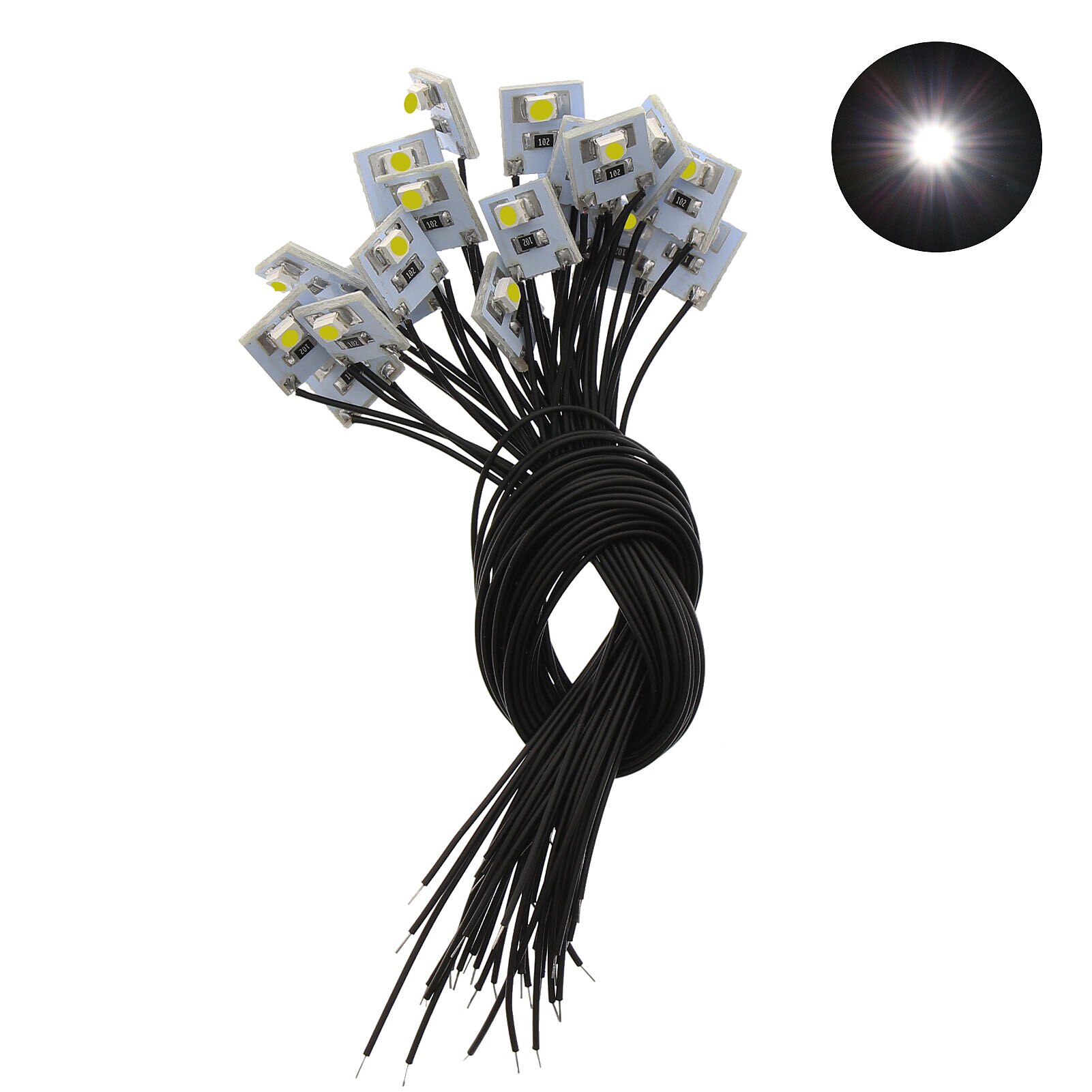 DD00 20 Stuks Pre Bedrade Smd Led 3528 Led Lamp Licht Set 12V Rood Geel Groen Blauw Paars Warm wit Koel Wit: Cool White
