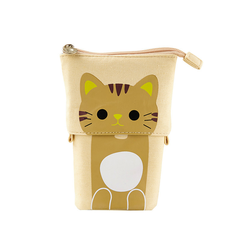 Estuche para lápices, portalápices de puntos, tela de lona, material escolar estacionario coreano, organizador de regla para niños, bolsa de , caja de pie para transformador: Amarillo claro