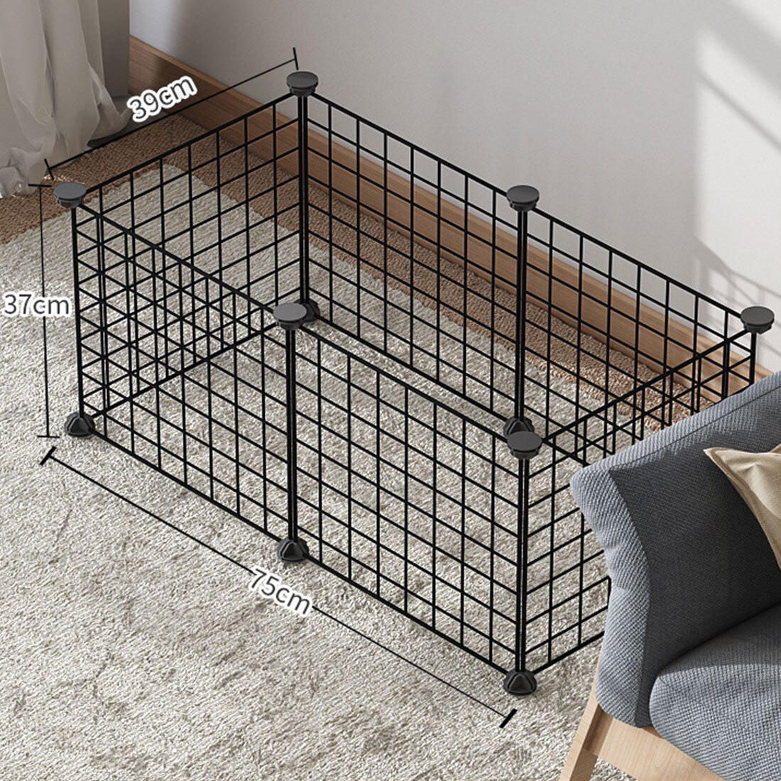 Inklapbare Huisdier Hek Ijzeren Hek Puppy Kattenbakvulling Huis Sport Training Ruimte Hond Levert Konijn Cavia Kooi: 6pcs Black