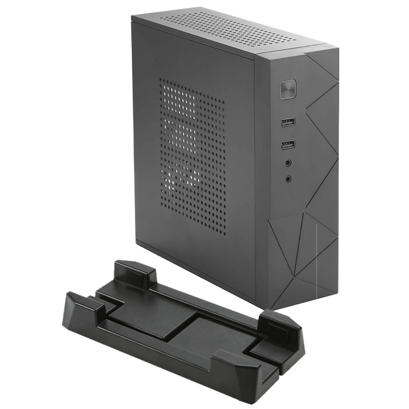 MX01 Secc Fanless Mini Itx Htpc Chassis Met 3.5 Inch Harde Schijf Bay En Verticale Stand Voet (Zwart): Default Title