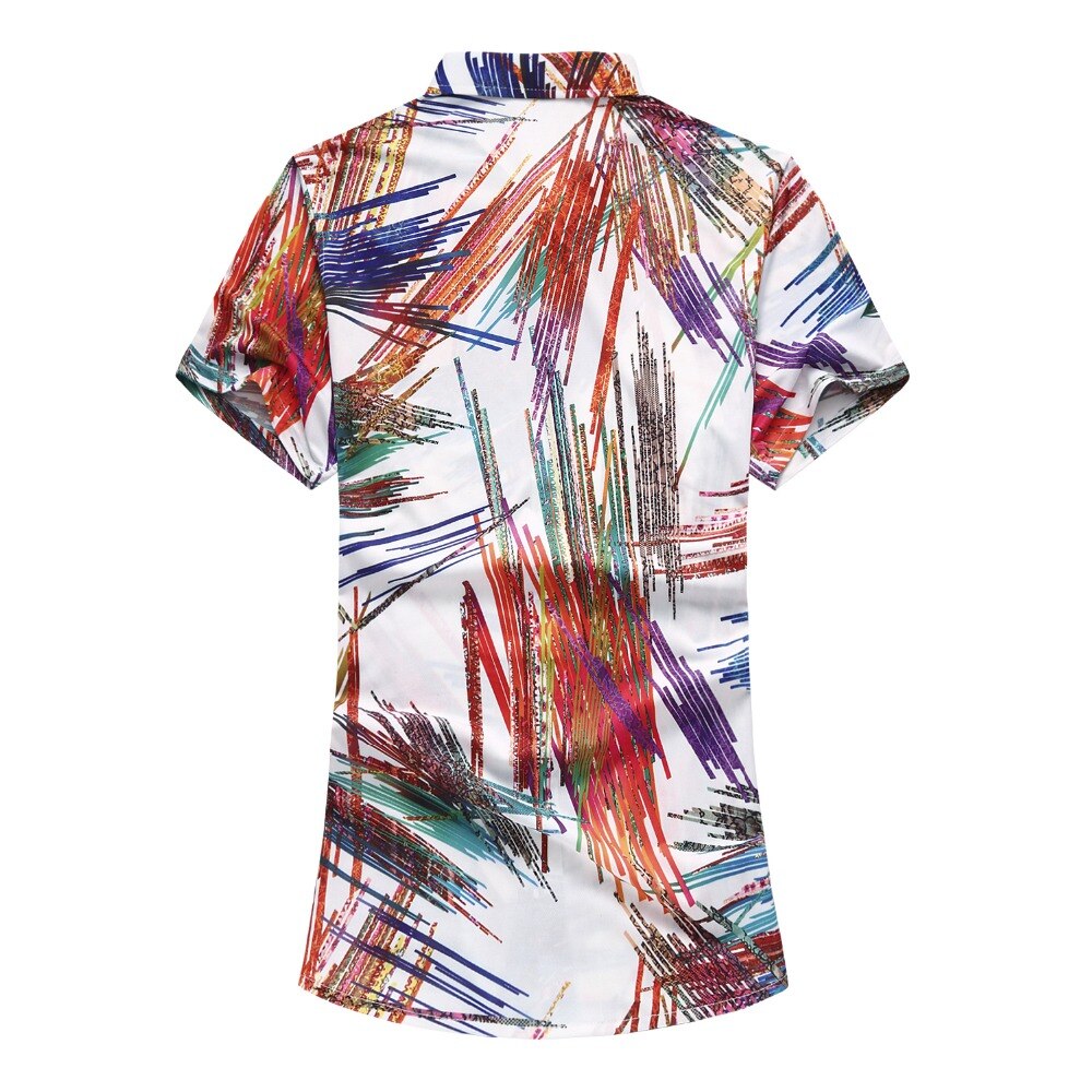 JZ CHIEF Streetwear Graffiti Shirts Men Short Sleeve Summer Casual Button Down Shirt Male Print Business Dress Shirt Plus Size