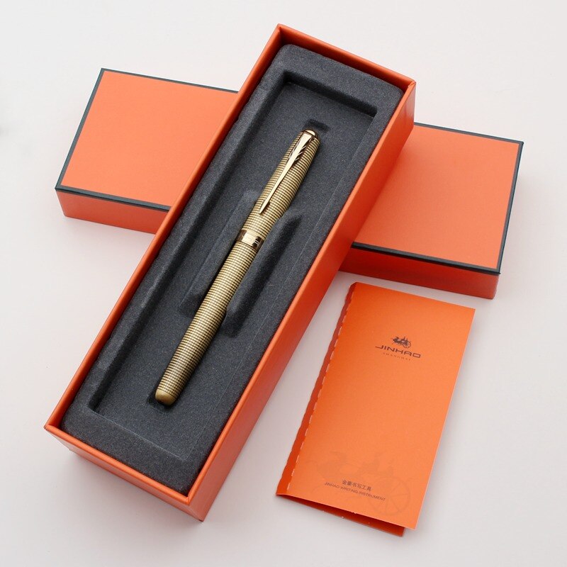 Jinhao Fountain Pen Luxury Bronze Ink Pens Metal Golden Clip Pens Office