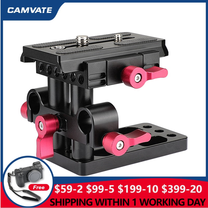 CAMVATE szybkiego montażu aparatu płyta montażowa/QR podstawa z standardowe 15mm LWS podwójny pręt zacisk do Manfrotto 577/501/ 504/ 701 statyw