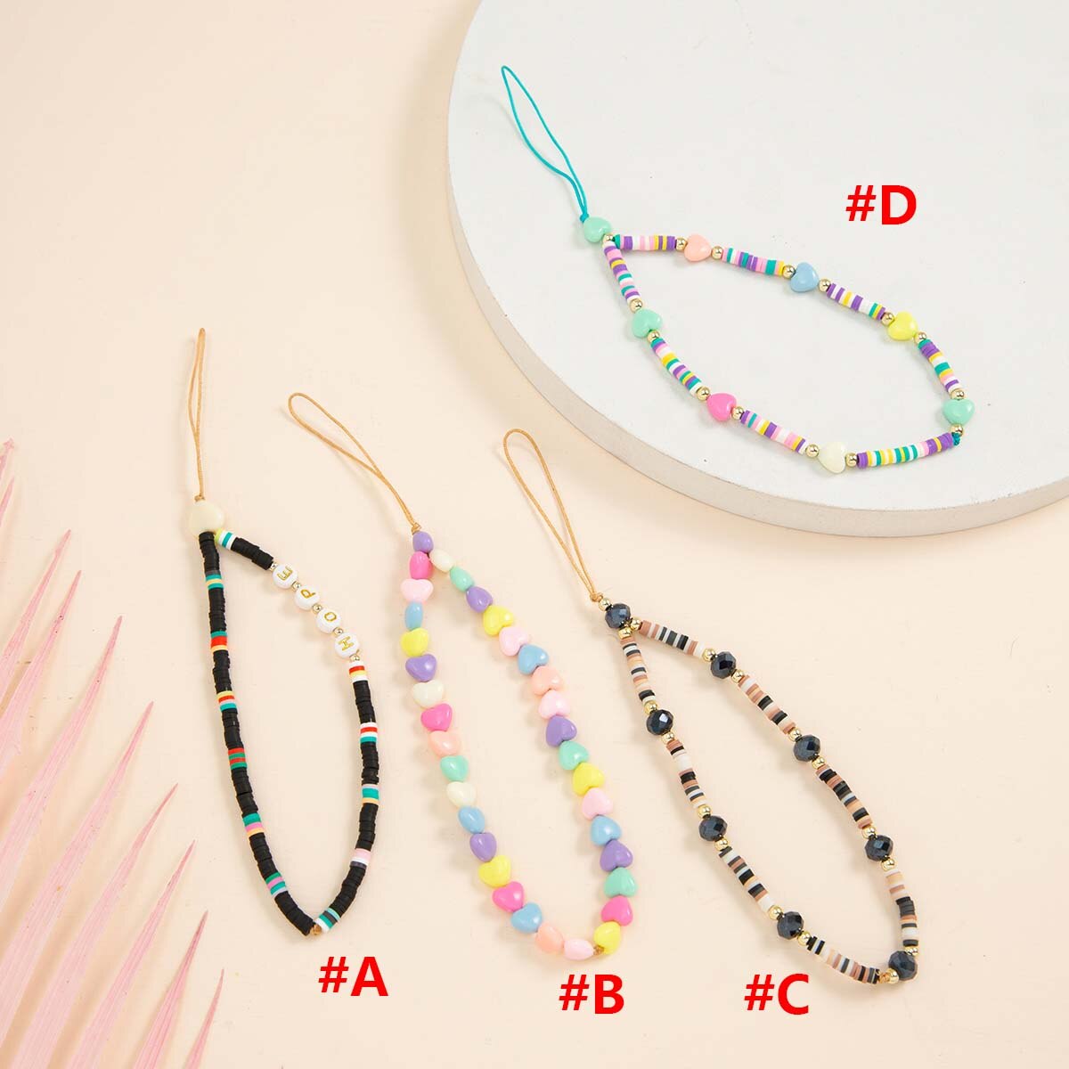 Correa para teléfono móvil, cadena de cuentas de silicona, colgante de flor, cadena de cuentas de cerámica suave para funda de teléfono móvil, cordón colgante, collar