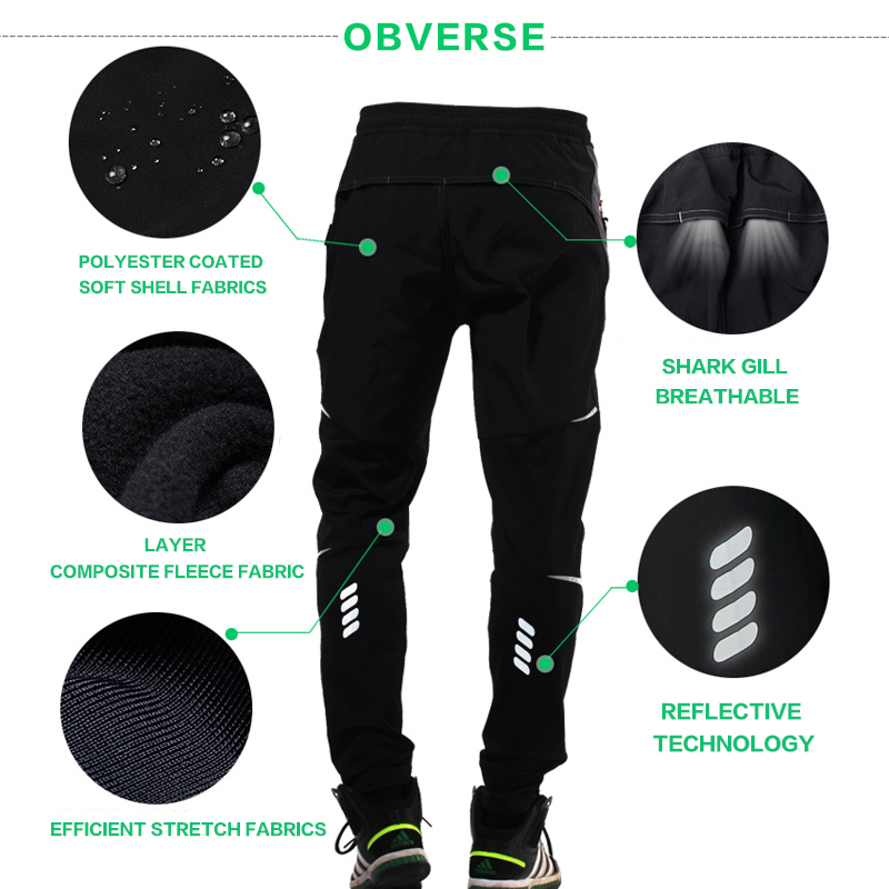ACACIA Mens Mountain Bike Cycling Bicycle Long Pants Trousers Night Safety Warm Winter Men Bike Pants